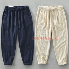 Men's Cotton Linen Loose Harem Pants Retro Casual Trouser Japanese Straight Pant