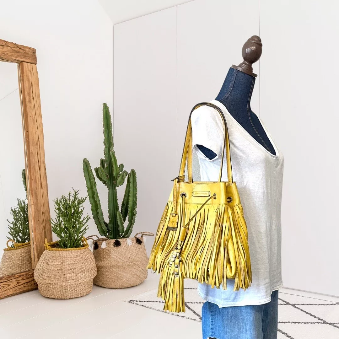 Leather Fringe Bucket Bag