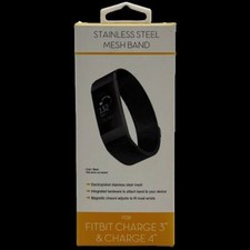 Fitbit Charge Black Stainless Steel Mesh Band for Fitbit Charge 3 and 4 NEW