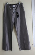 NWT Emporio Armani -Sz 48 12/14 Exquisite Gunmetal Wide-leg Pants 36"Inseam Hem