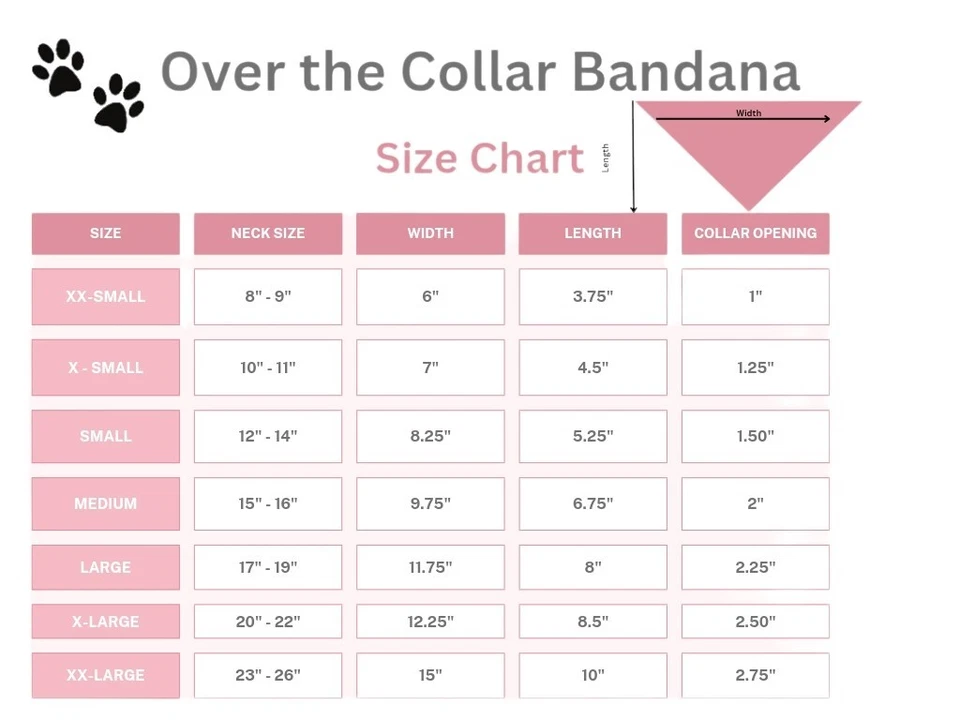 Pañuelo rosa para perro SOBRE EL CUELLO deslizable en bufanda estampado de patas huesos verano primavera Foto 3 de 3