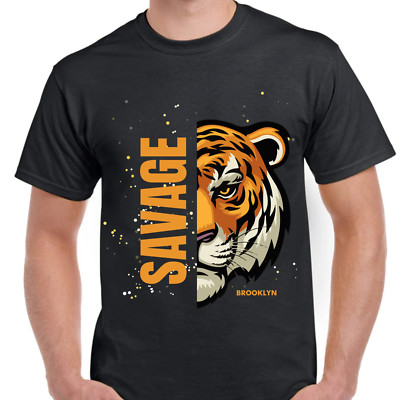 Savage Tiger T-Shirt   Savage Tiger Graphic Tee, Casual Streetwear