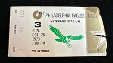 1973 DREW PERSON 1st GAME IN PHILLY FOOTBALL TICKET EAGLES COWBOYS STAUBACH 2 TD