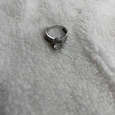 Sterling Silver Round Cubic Zirconia Solitaire Halo Accented Band Ring 925 Sz: 9