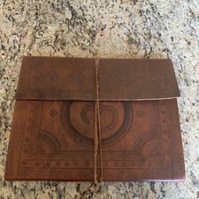 Handmade Paper Bound Large Embossed Leather Photo Album Tie Portfolio