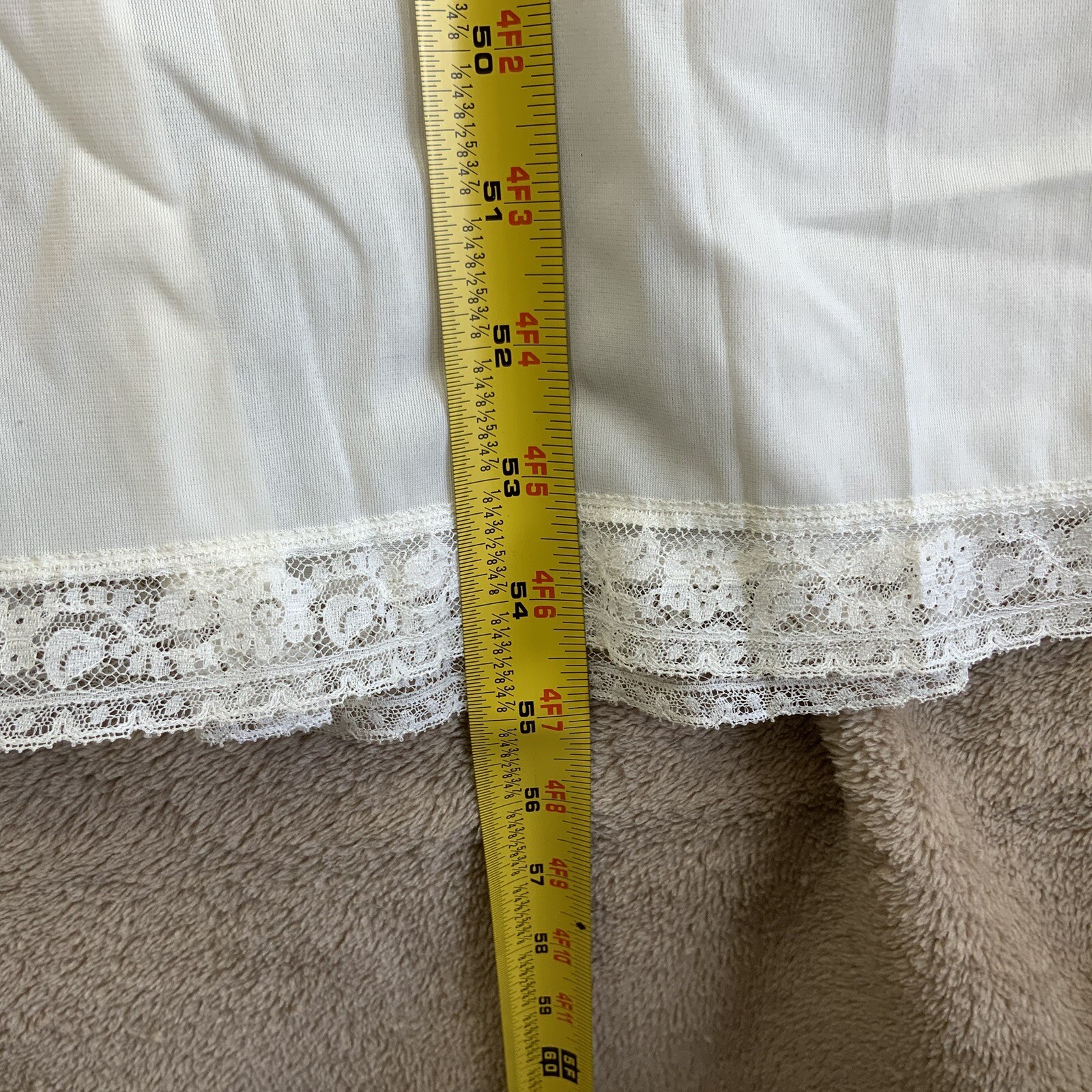 VTG Ivory Long Nylon Nightie Nightdress Sz 38 KAYSER Luxite Coquette Fairy Sexy