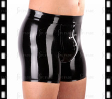 Latex Shorts for Men 2 WAY Crotch Zipper Boxers Cool Customized 0.4MM e87