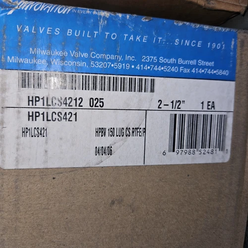 NOS Milwaukee HP1LCS4212 2 1/2 CS 150LB Lugged Butterfly Valve Lever SS