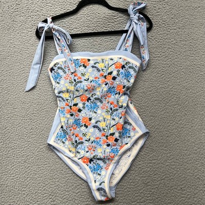 Visual Mood Swimsuit Womens L Colorful Floral Toille Reversible Mom Resort