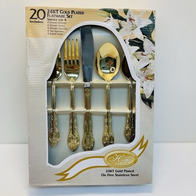 Hampton Forge LTD Silversmiths 24KT Gold Plated Flatware Set 20 PC