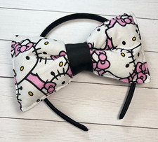 Large Puffy Hello Kitty hair bow with clip and headband - HAIR004