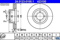 2X Bremsscheibe ATE 24.0123-0100.1 2 Bremsscheiben Vorderachse Vorne FüR Opel