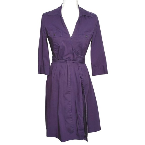 Utility Converse One Star Wrap Dress Women Small Purple Roll Tab Sleeve