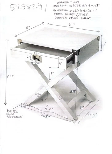 Modern Campaign Style Blue Side Table with Drawer - Picture 5 of 5