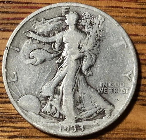 1933 S Walking Liberty Silver Half Dollar-Fine Quality Coin - FREE SHIPPING