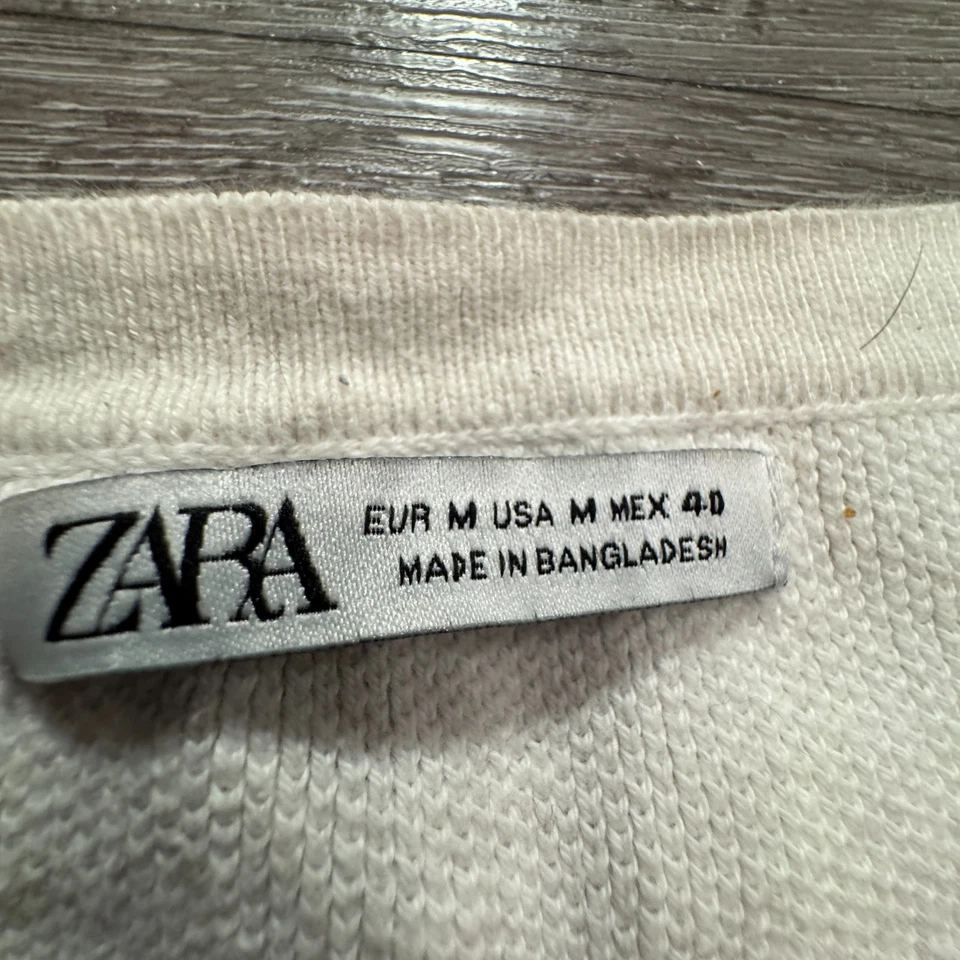 Camisa Zara Para Hombre Mediana Blanca Tejida Manga Corta Mínima Elastizada Informal Adulto Foto 4 de 4