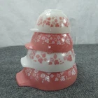 Pyrex Pink Gooseberry Cinderella Nesting Mixing Bowl Set 4 Piece 441 442 443 444