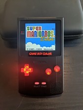 Black Gameboy Color GBC Red LED Buttons Laminated Q5 Backlit IPS Screen