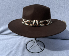Woman's Western Brown Hat with Aztec Band Southwest Boho Rancher Native American