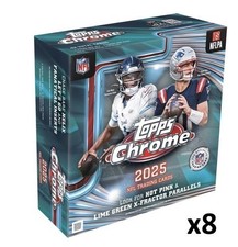 Lot Of 8 2025 Topps Chrome NFL Football Factory Sealed Mega Box
