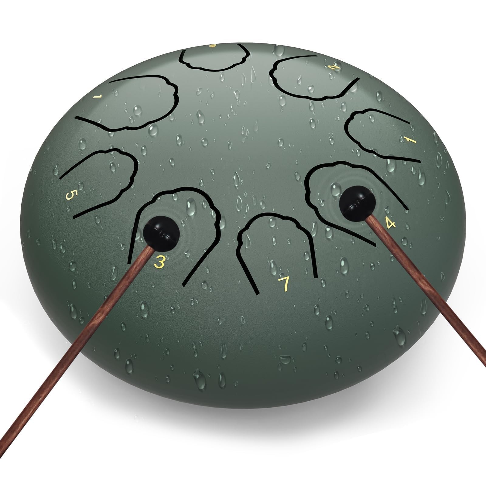 1 PCS Green Steel Tongue Drum 6 Inch 8 Notes Rain Handpan Percussion Therapy