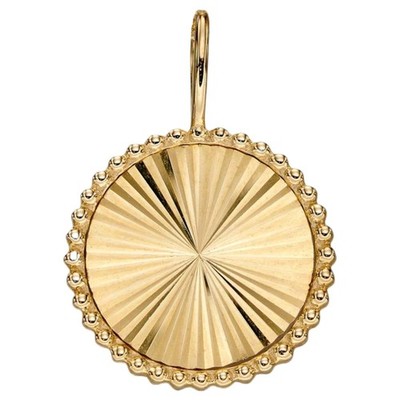 Elements Gold GP2265 Körnung Und Gebürstet Fläche Scheibe Anhänger IN 9ct Gold