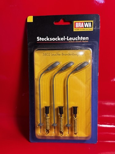 Juego de 3 bases de enchufe de linterna de gas antigua Brawa 5802 Brandeburgo H0 | Zustand: Neu
