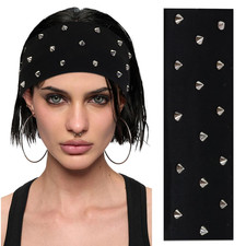 Punk Headband for Women Y2K Spiked Headband Black Elastic Hair Band