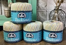 Lot of 4 Balls Crochet Thread DMC Sz 10 Multicolor Variegated Pastels Cotton NEW