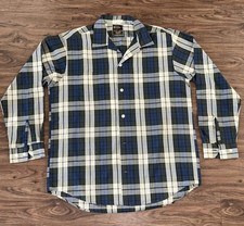 Vintage Sears Dress Shirt Mens 16.5 Blue Green Plaid Perma Prest Non Iron USA