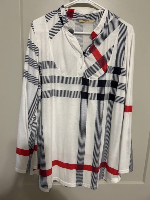 Miusey Long Sleeve Tunic Top with Roll tab Sleeves - 2XL