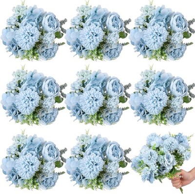 8 Pcs Peony Artificial Flowers Fake Silk Hydrangea Bouquet Elegant Peony Flowers