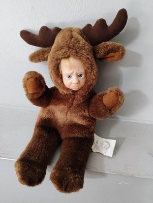 Vintage Costume Kids Green Trading Mouse Baby Face 10.5'' Plush Doll