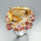 Antique 45 ct Natural Citrine Quartz Ring 925 Sterling Silver Size 8 /R460734