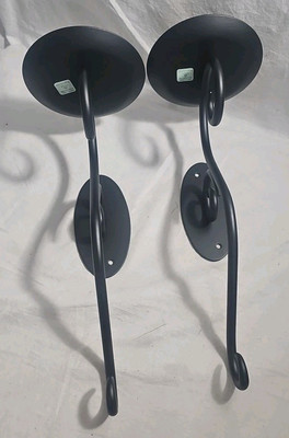 NEW PartyLite Hearthside Sconce Pair Candle Holder, P7776 Black Wrought Iron NIB