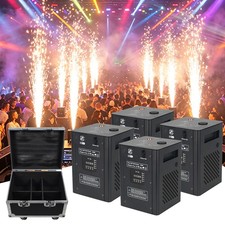 4pcs 300W Mini Battery Cold Spark Machine Fireworks DMX w/Fly Case for Wedding