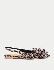 Marks & Spencer Womens Fabric Slingback Animal Shoes in Brown - M&S