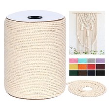 Macrame Cord 5mm x 165Yards, Natural Cotton Macrame Rope - 3 Strands Twisted ...
