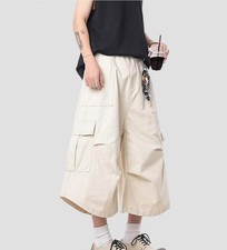 Men's Cargo Pockets Summer Breathable Shorts Straight Leg Loose Fit Pants Punk