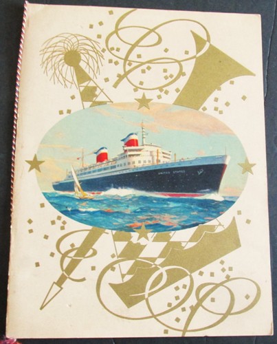 US Lines Ocean Liner Steamship SS United States WB Gala Dinner Menu May 26, 1962