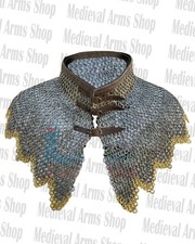 Handmade Chainmail Collar Mild Steel 9mm Flat Riveted Ring Medieval Knight Armor