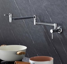 Brass Pot Filler Faucet Chrome Wall Mounted Folding Kitchen Single Cold Tap