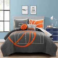 Basketball Game Reversible Oversized 5 Piece Quilt Set - Cozy  Soft Kids Spo...