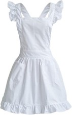 Petite Maid Ruffle Retro Apron Kitchen Cooking Cleaning Fancy Dress Cosplay Cost
