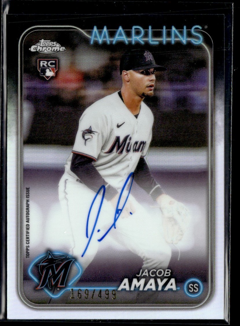 2024 Topps Chrome Refractor Jacob Amaya RC Auto /499 Miami Marlins #RA-JAM