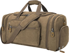 Canvas Duffle Bag, 60L Travel Duffel Overnight Weekend Bag with Shoe Compartment