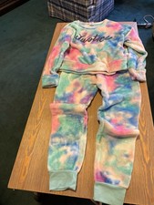Justice Girl Pajamas Set Size L 12/14 Tie Dye Long Sleeve Shirt Pants Soft