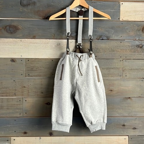 NEW Met Jeans Italy Kids Sweatpants with Suspenders Gray 4-5 XS