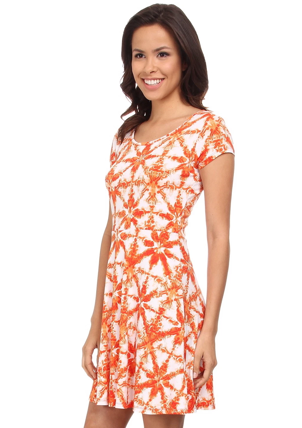 Abito svasato Michael Kors smaltato stampa piastrelle Clementine L nuovo con etichette $99 50