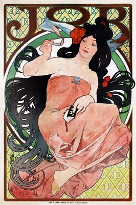 3546.Art Nouveau Fashion POSTER.Fancy Victorian Mucha Job girl.Home store decor